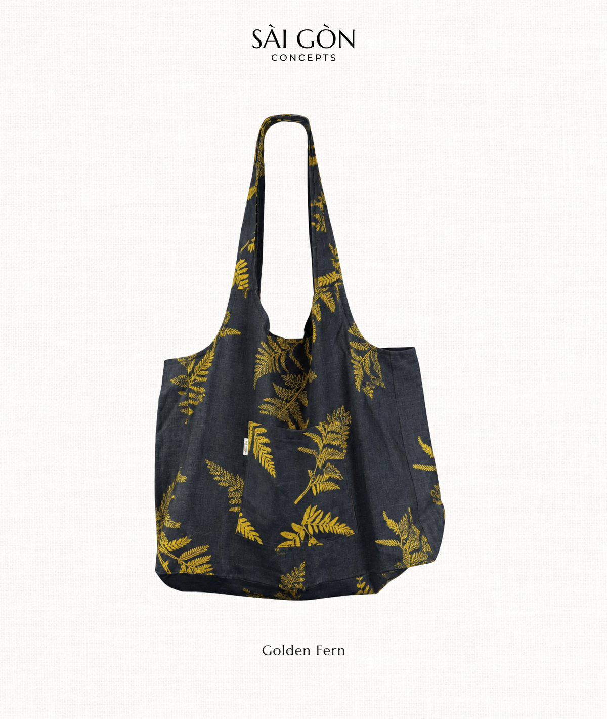 Fully Lined Golden Fern - Linen Beach Tote Bag