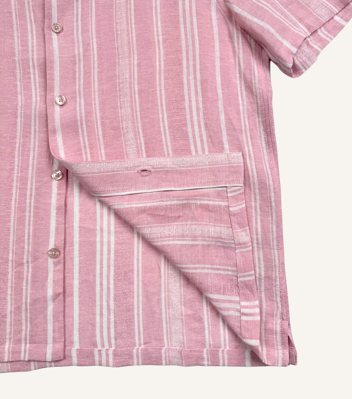 Pink Stripe - Linen-Viscose Hawaiian Shirt