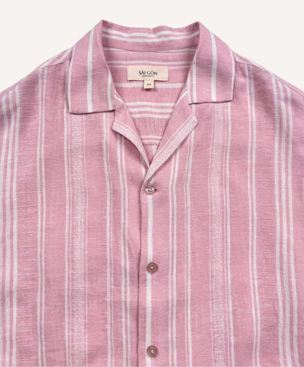 Pink Stripe - Linen-Viscose Hawaiian Shirt