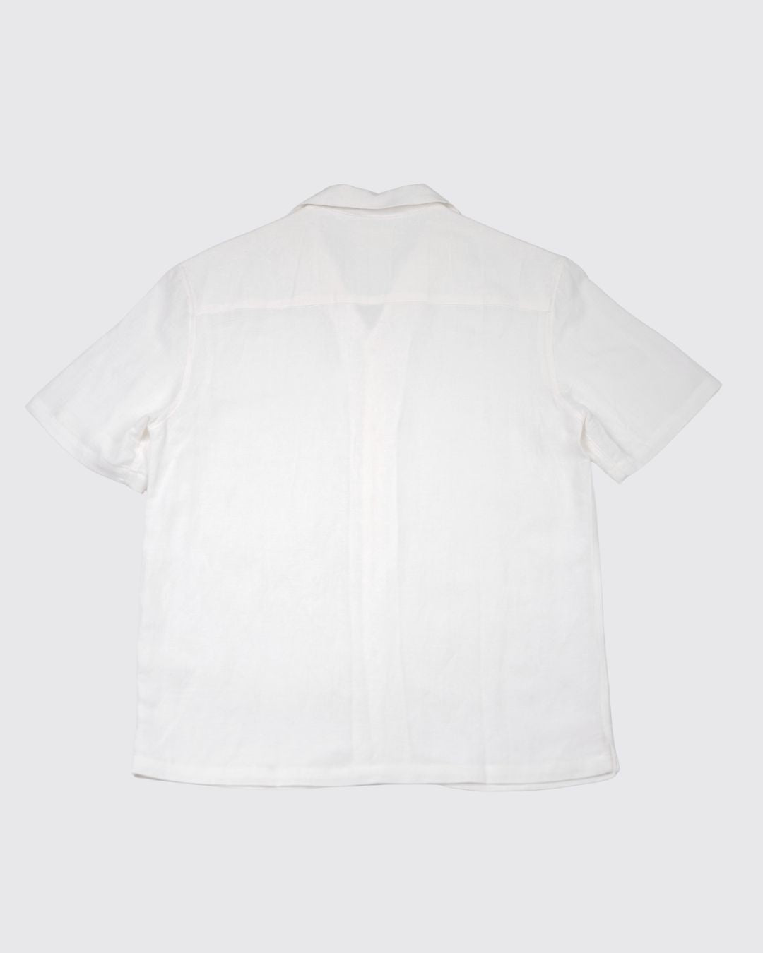 saigon concepts Hawaiian short sleeve aloha shirt 100% Linen shirt in natural white - full back lay flat view