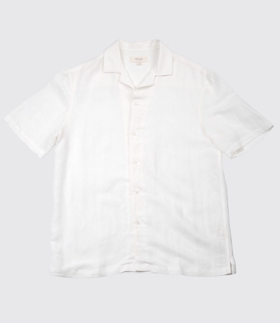 saigon concepts Hawaiian short sleeve aloha shirt 100% Linen shirt in natural white - front lay flat view