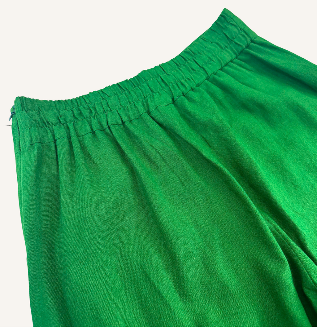 Green02 - Santorini Pants - Linen/Cotton Wide Leg Back Elastic