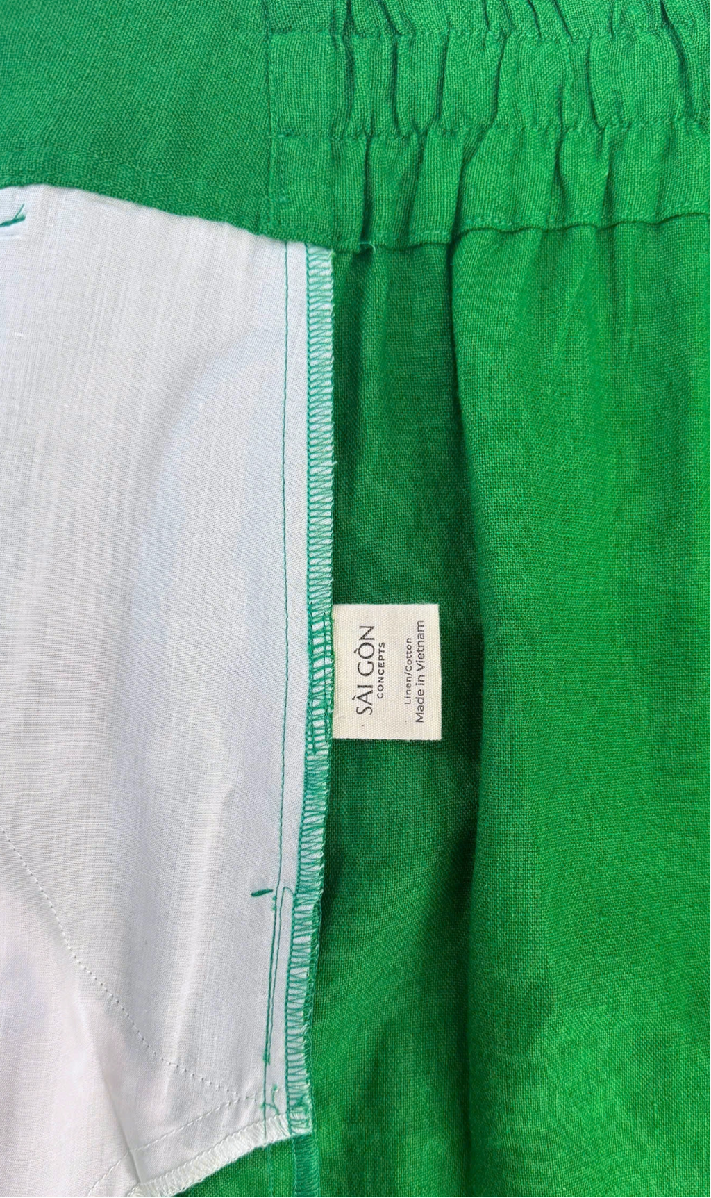 Green02 - Santorini Pants - Linen/Cotton Wide Leg Back Elastic