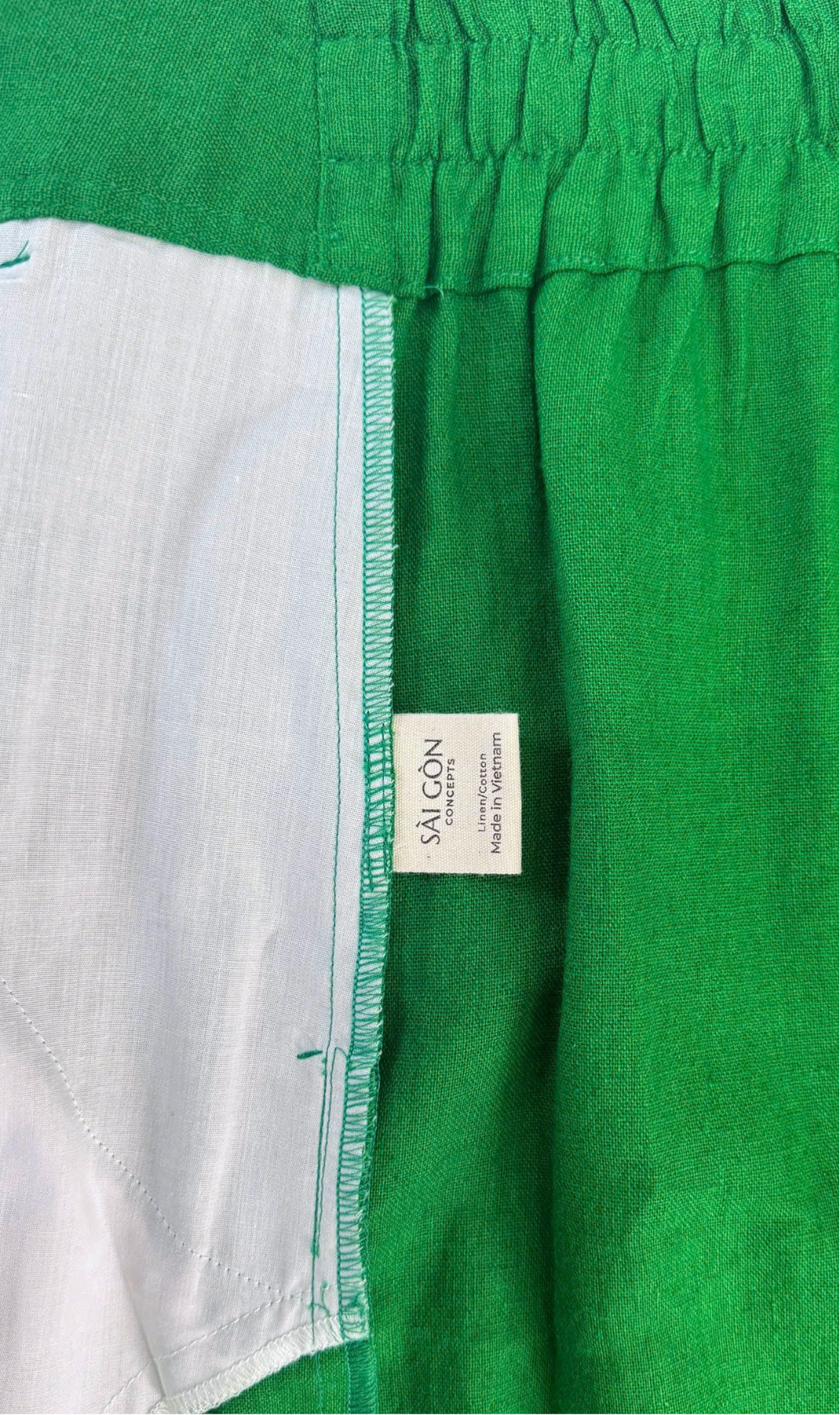 Green02 - Santorini Pants - Linen/Cotton Wide Leg Back Elastic
