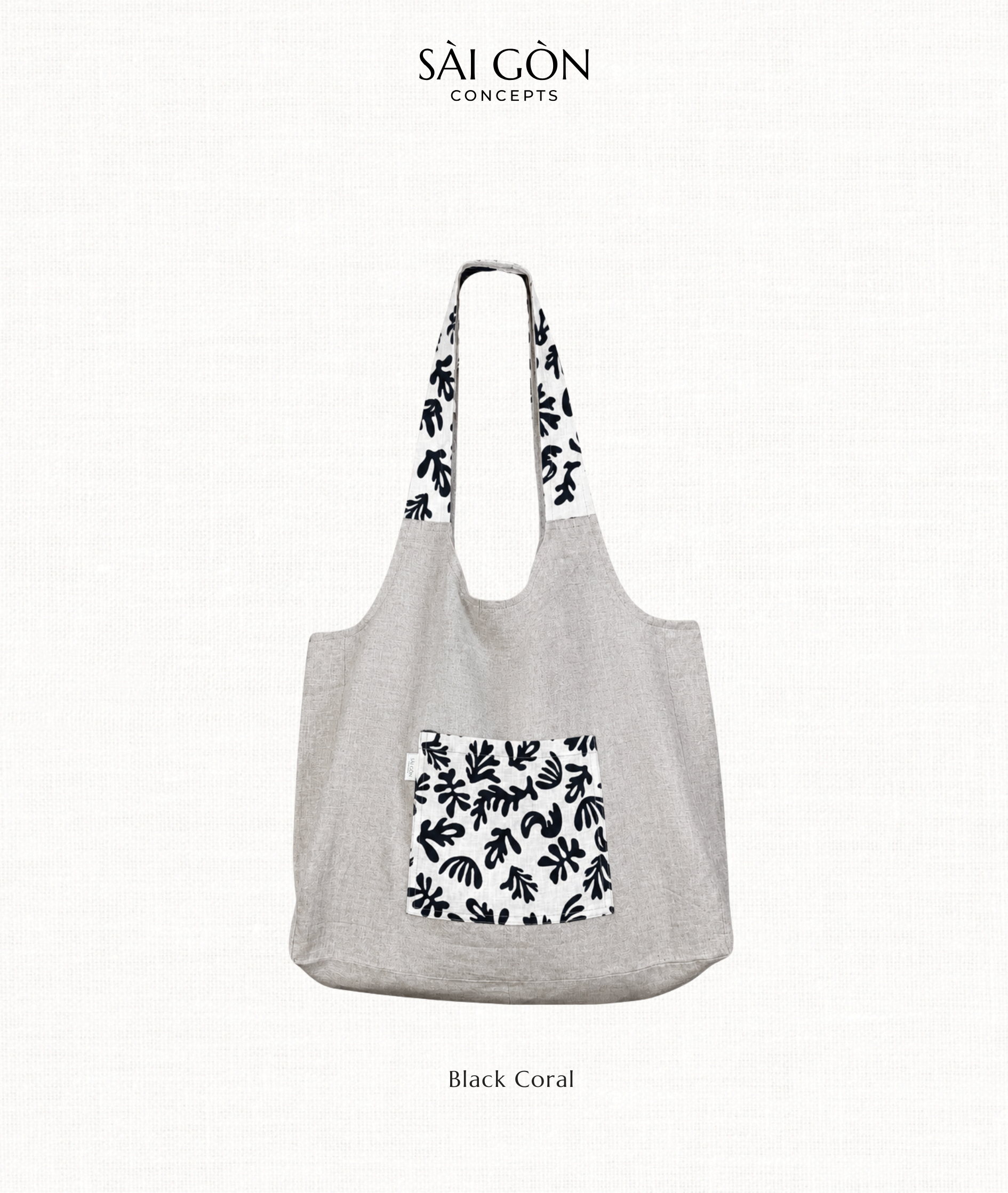 Tote Beach Bag Fully Lined - Black Coral