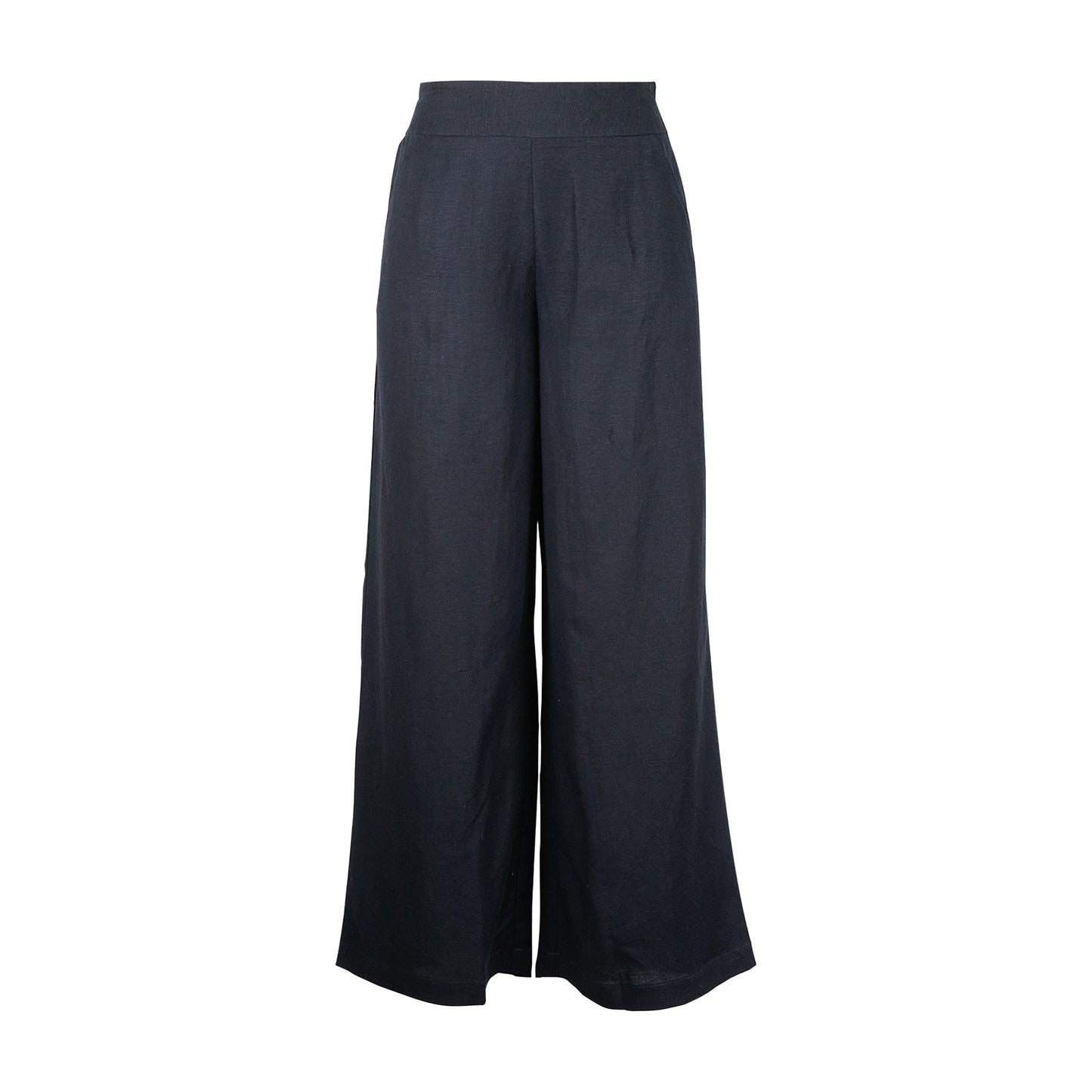 Pants - Black Wide Leg | 100% Linen | Elastic Back Waist