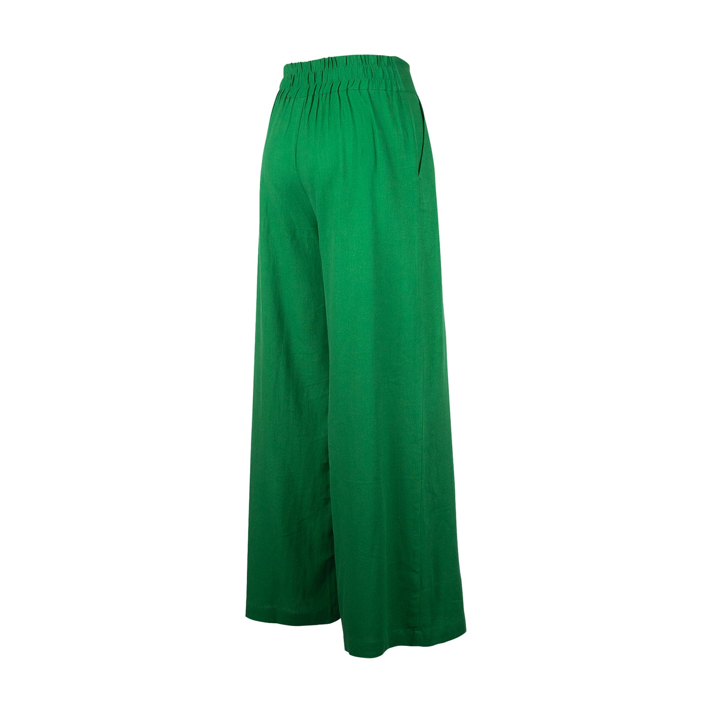 Pants - Green Wide Leg | Linen-Cotton | Elastic Back Waist