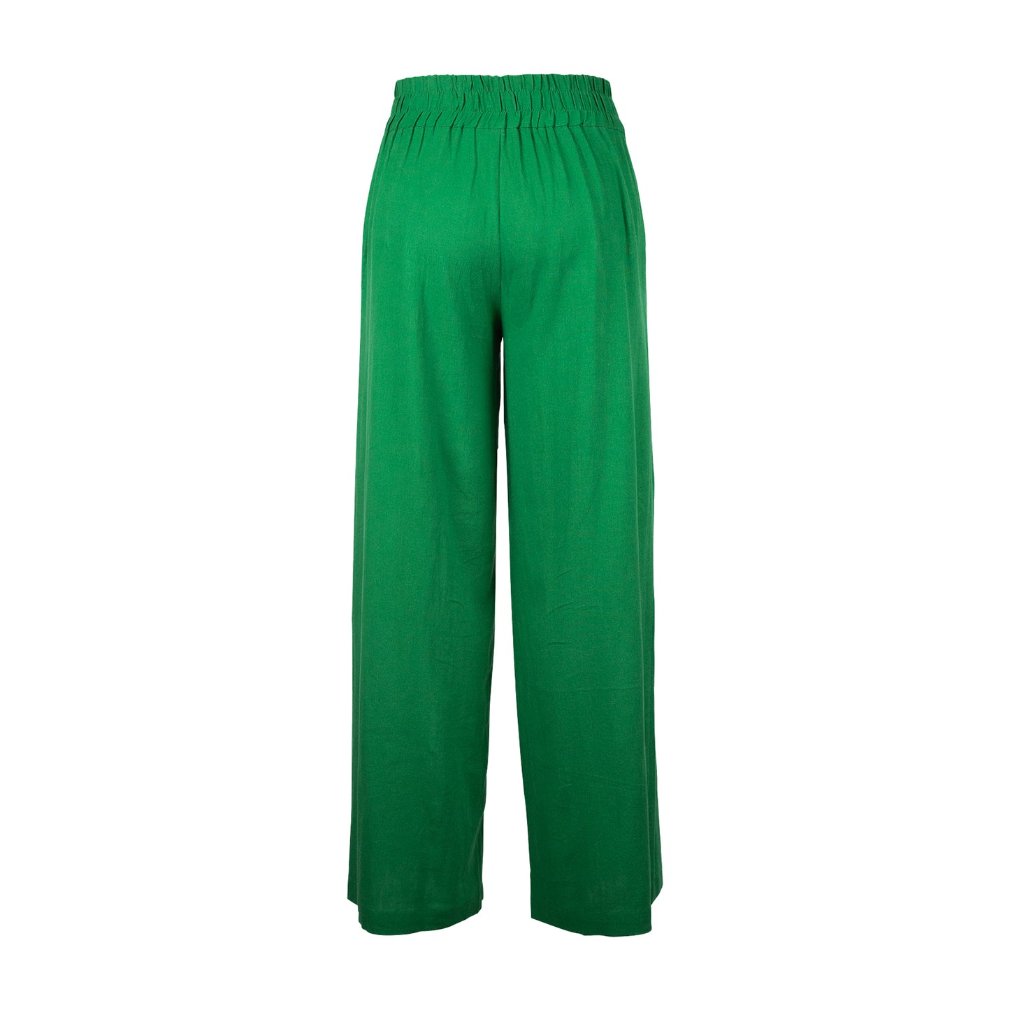 Pants - Green Wide Leg | Linen-Cotton | Elastic Back Waist
