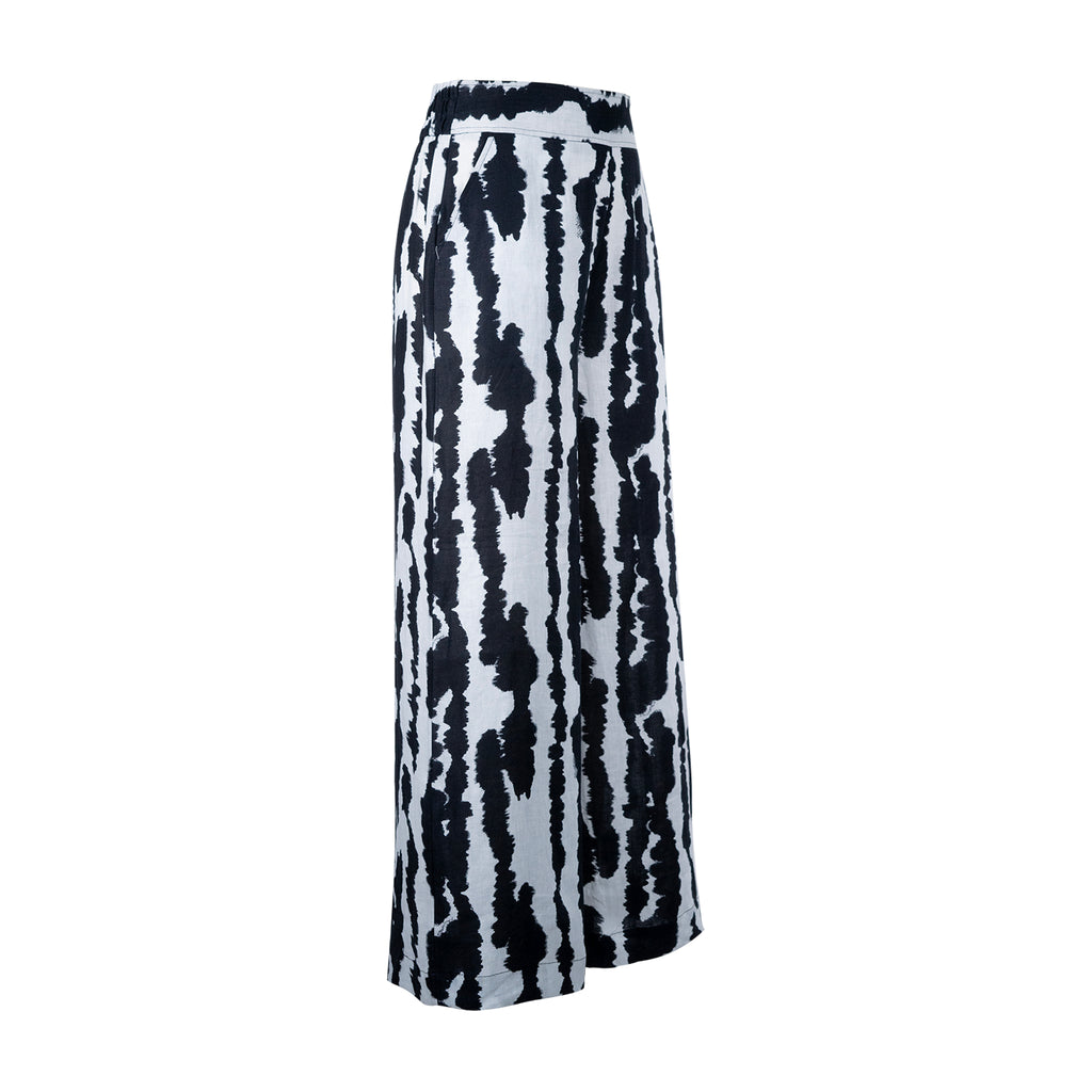 Brush Ink Print - 100% Linen - Wide Leg Pants