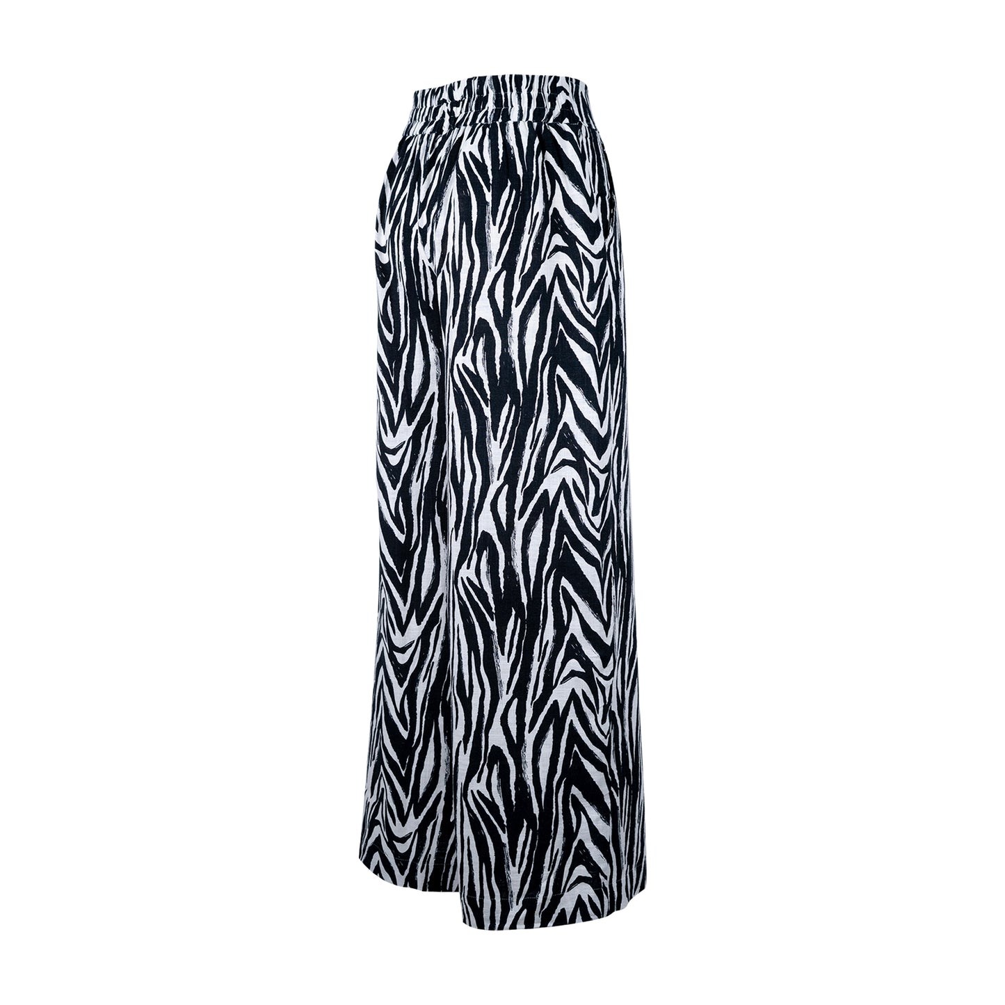 Zebra Print - Linen-Cotton - Wide Leg Pants
