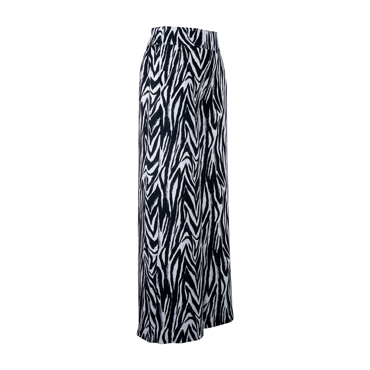 Zebra Print - Linen-Cotton - Wide Leg Pants