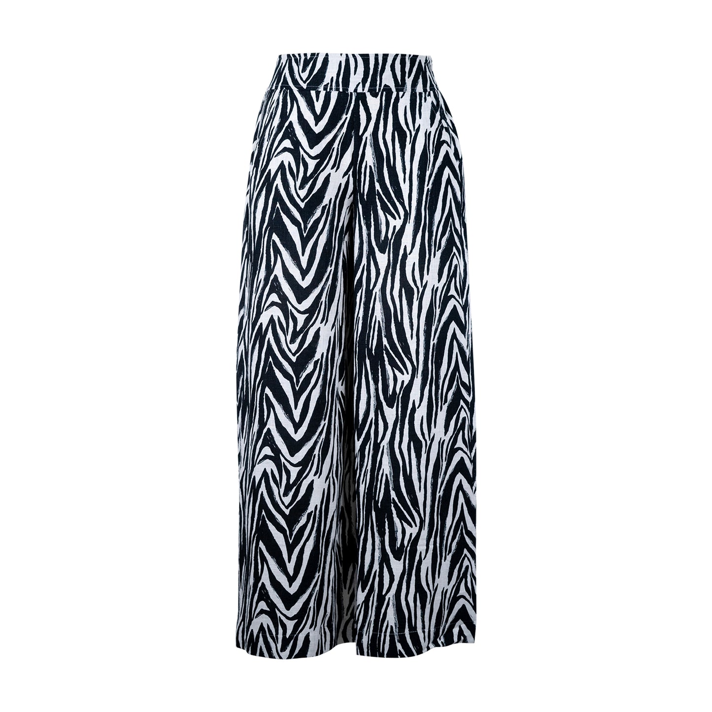 Zebra Print - Linen-Cotton - Wide Leg Pants