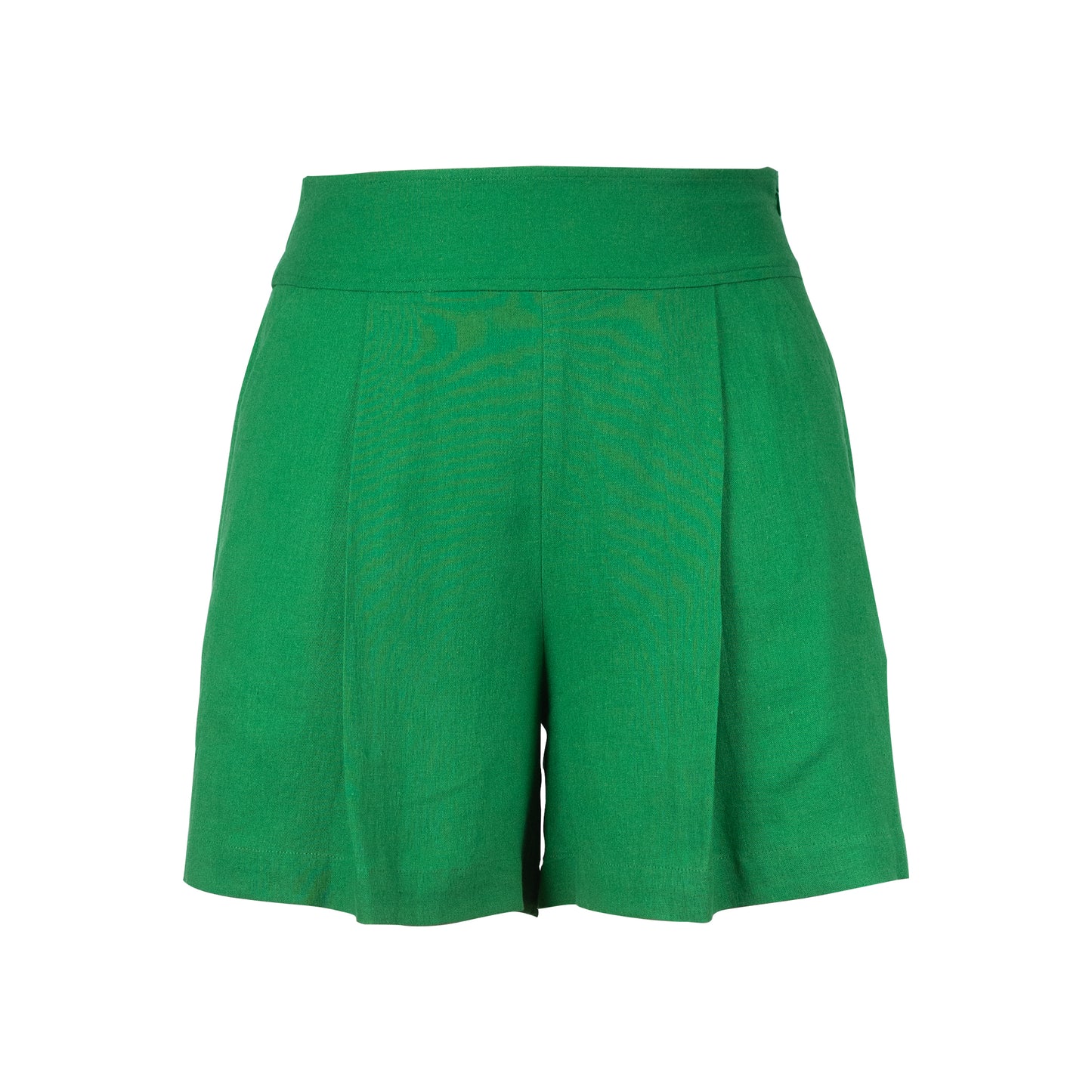 Shorts - Green Wide Leg | 100% Linen | Elastic Back Waist