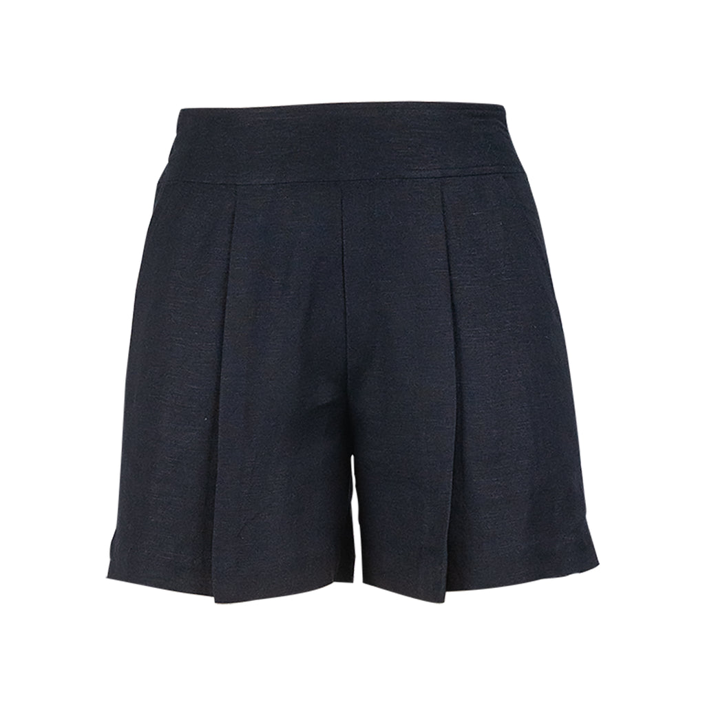 Shorts - Black Wide Leg | 100% Linen | Elastic Back Waist