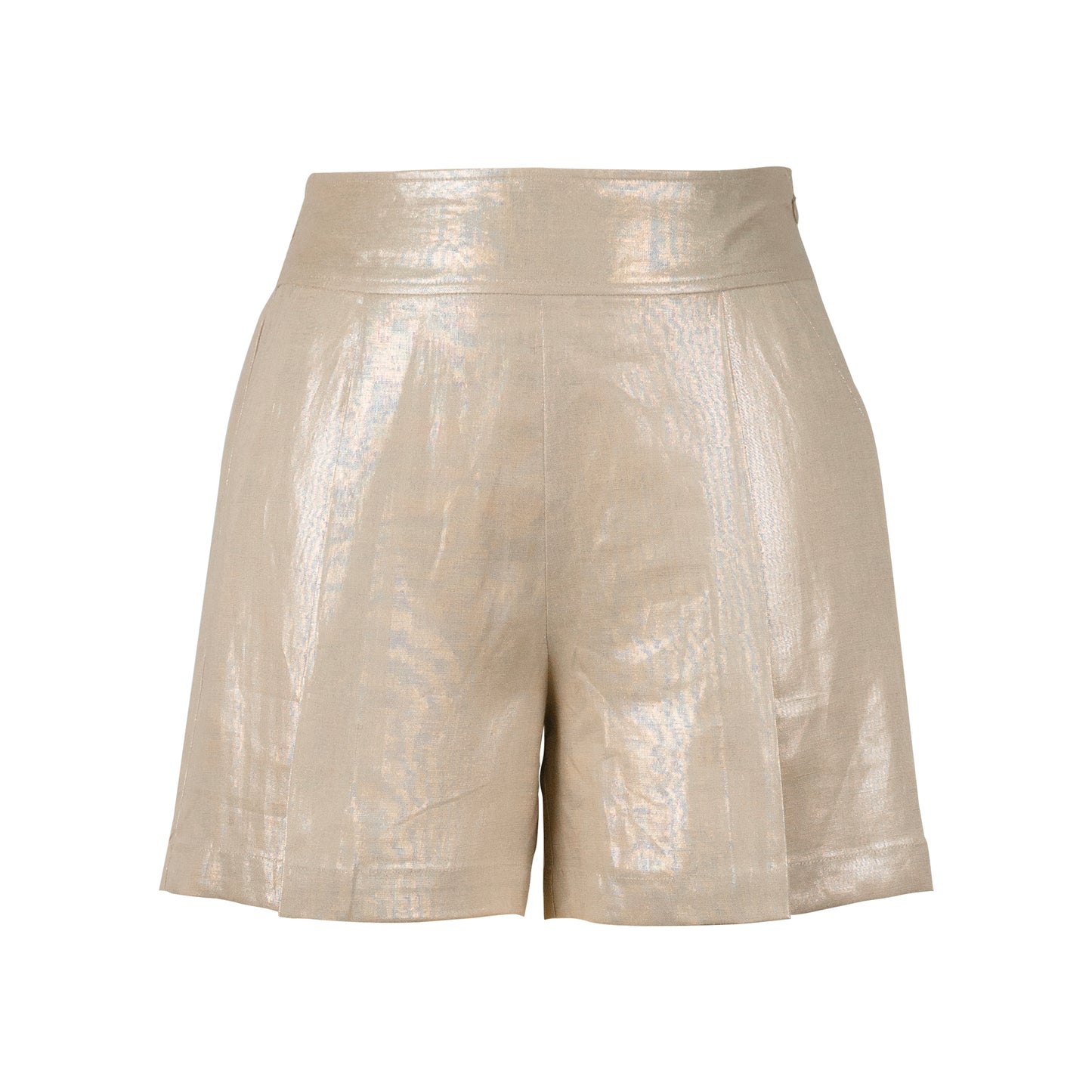 Champagne Aura – 100% Linen Wide-Leg Shorts