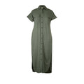 Saigon Concepts Army Green linen maxi shirt dress - full front 3D maniquin view
