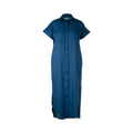 Mid Blue - 100% Linen Maxi Shirt Dress