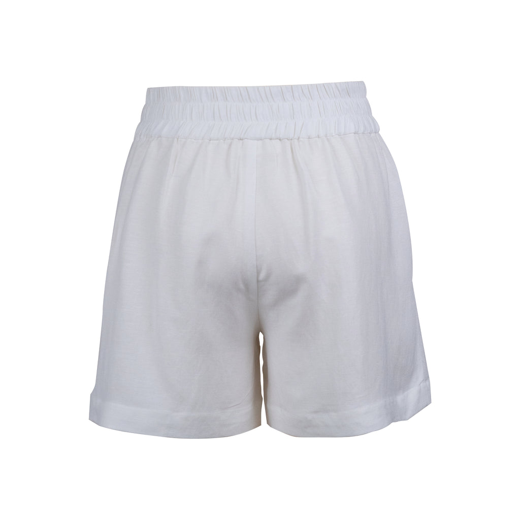 Shorts - White Wide Leg | 100% Linen | Elastic Back Waist