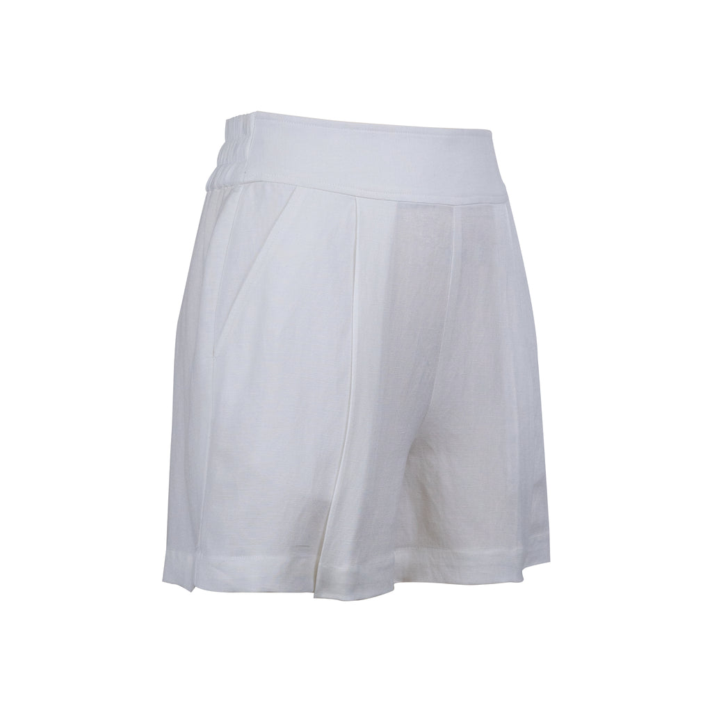 Shorts - White Wide Leg | 100% Linen | Elastic Back Waist
