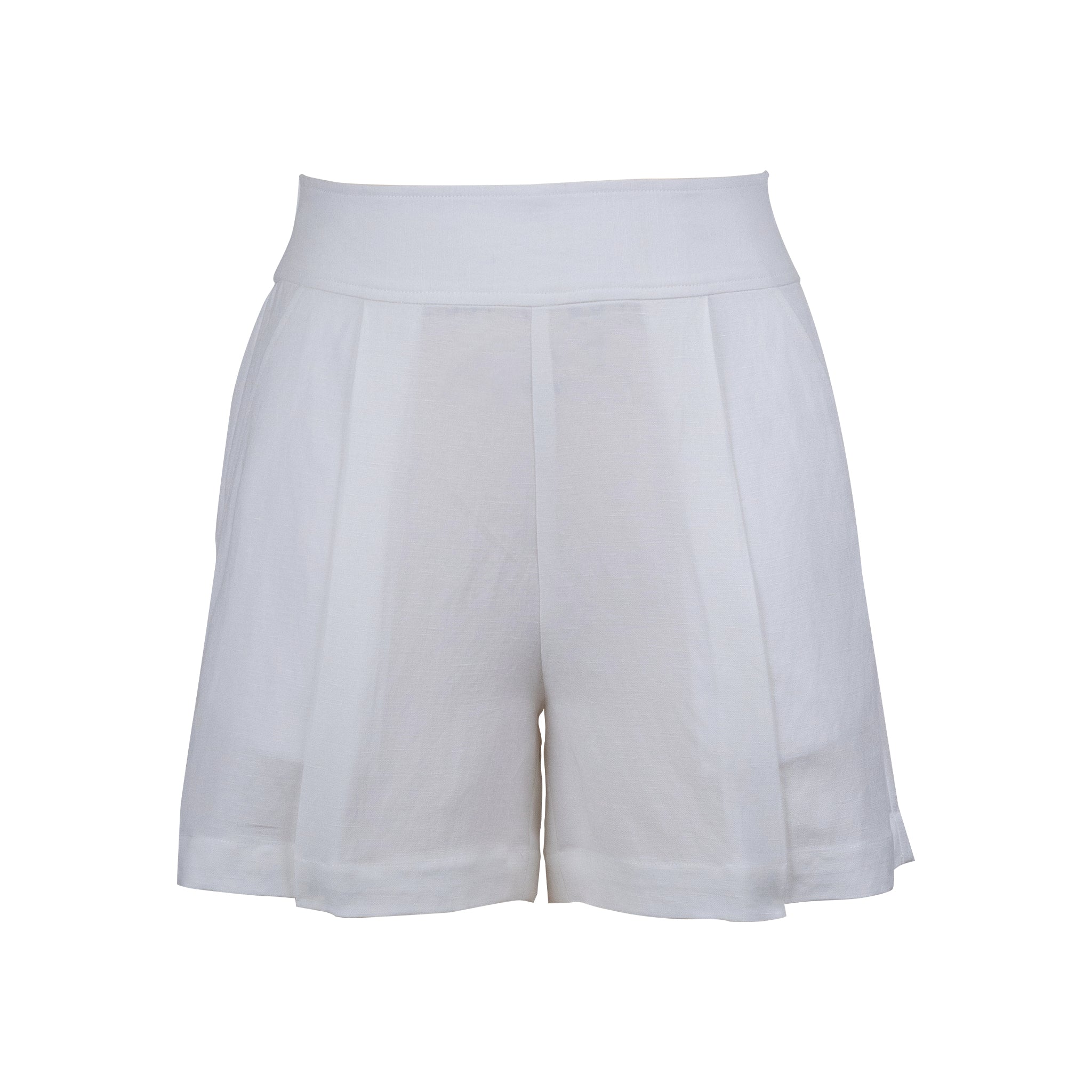 Shorts - White Wide Leg | 100% Linen | Elastic Back Waist