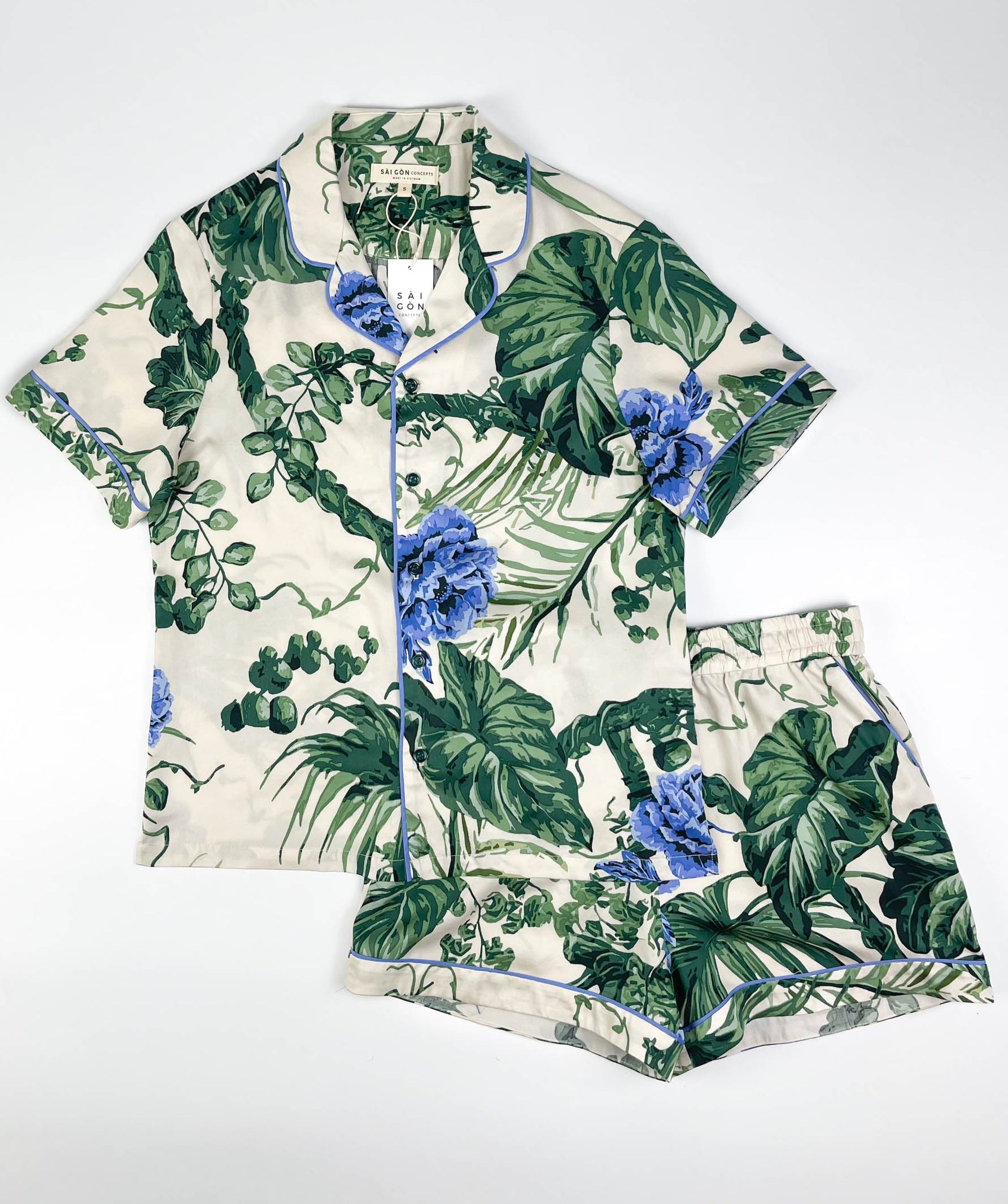Lounge Pyjama Top Short Sleeve - 100% Tencel - Verdure Bloom