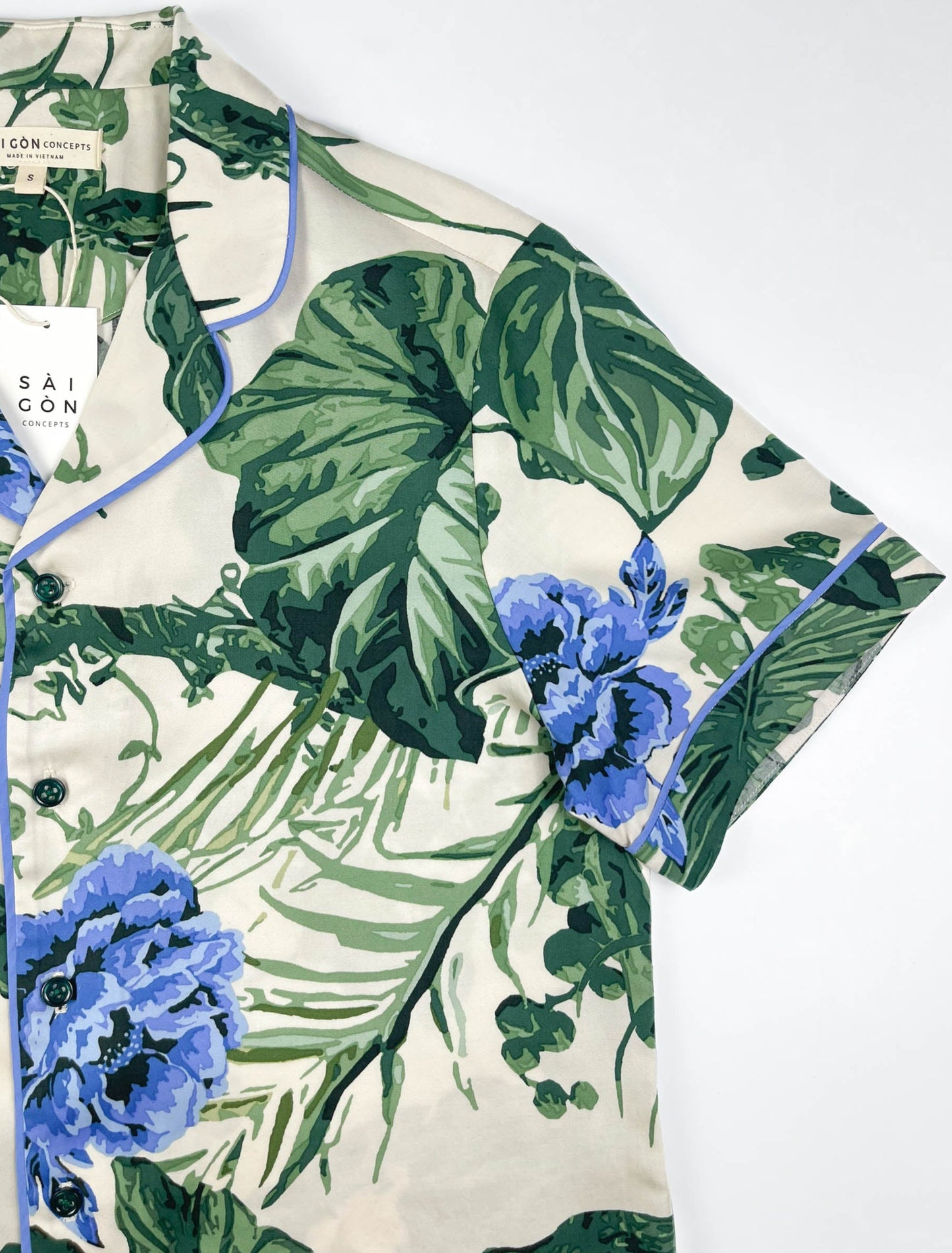 Lounge Pyjama Top Short Sleeve 100% Tencel - Verdure Bloom