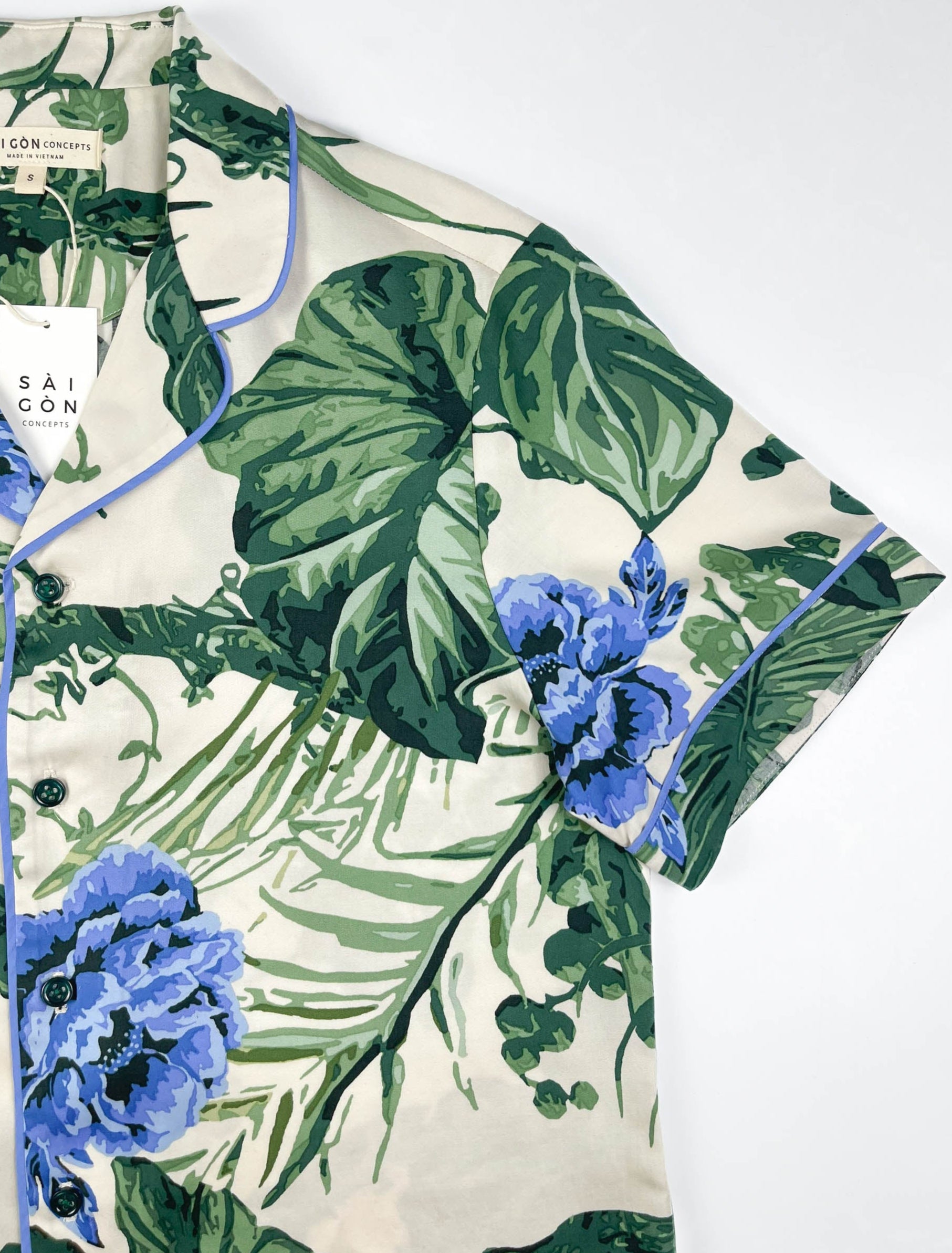 Lounge Pyjama Top Short Sleeve - 100% Tencel - Verdure Bloom