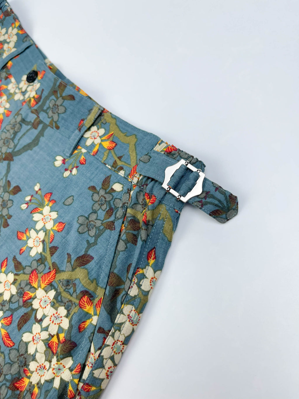 Teal Blue Blossom - Linen-Cotton Cabana Shorts