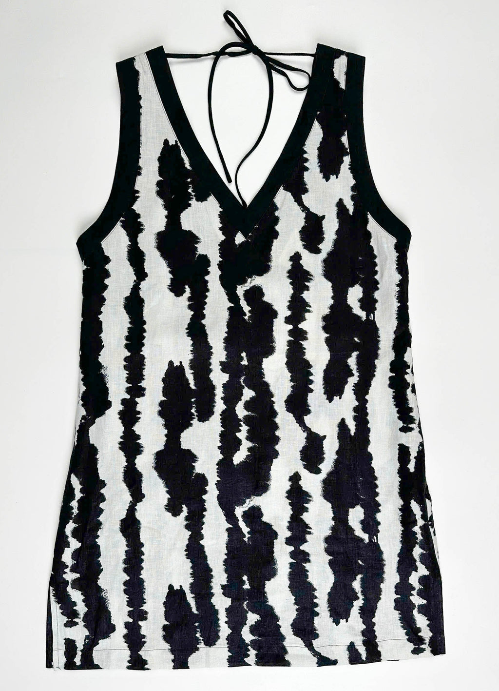 Brush Ink Echo – 100% Linen Reversible Mini Dress