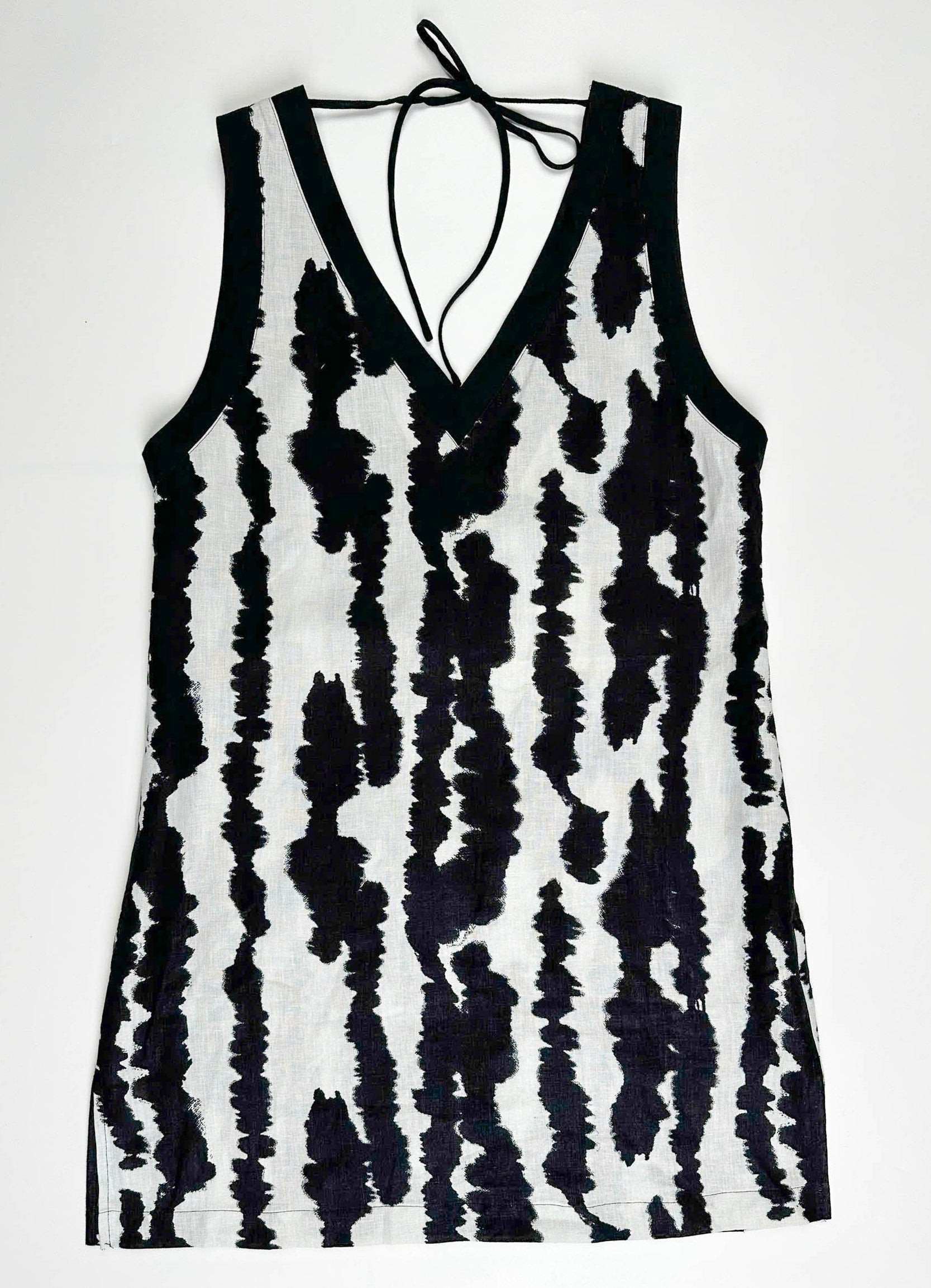 Brush Ink Echo – 100% Linen Reversible Mini Dress