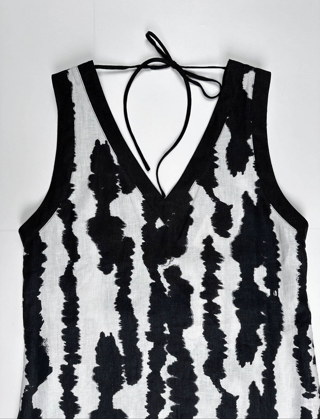 Brush Ink Echo – 100% Linen Reversible Mini Dress