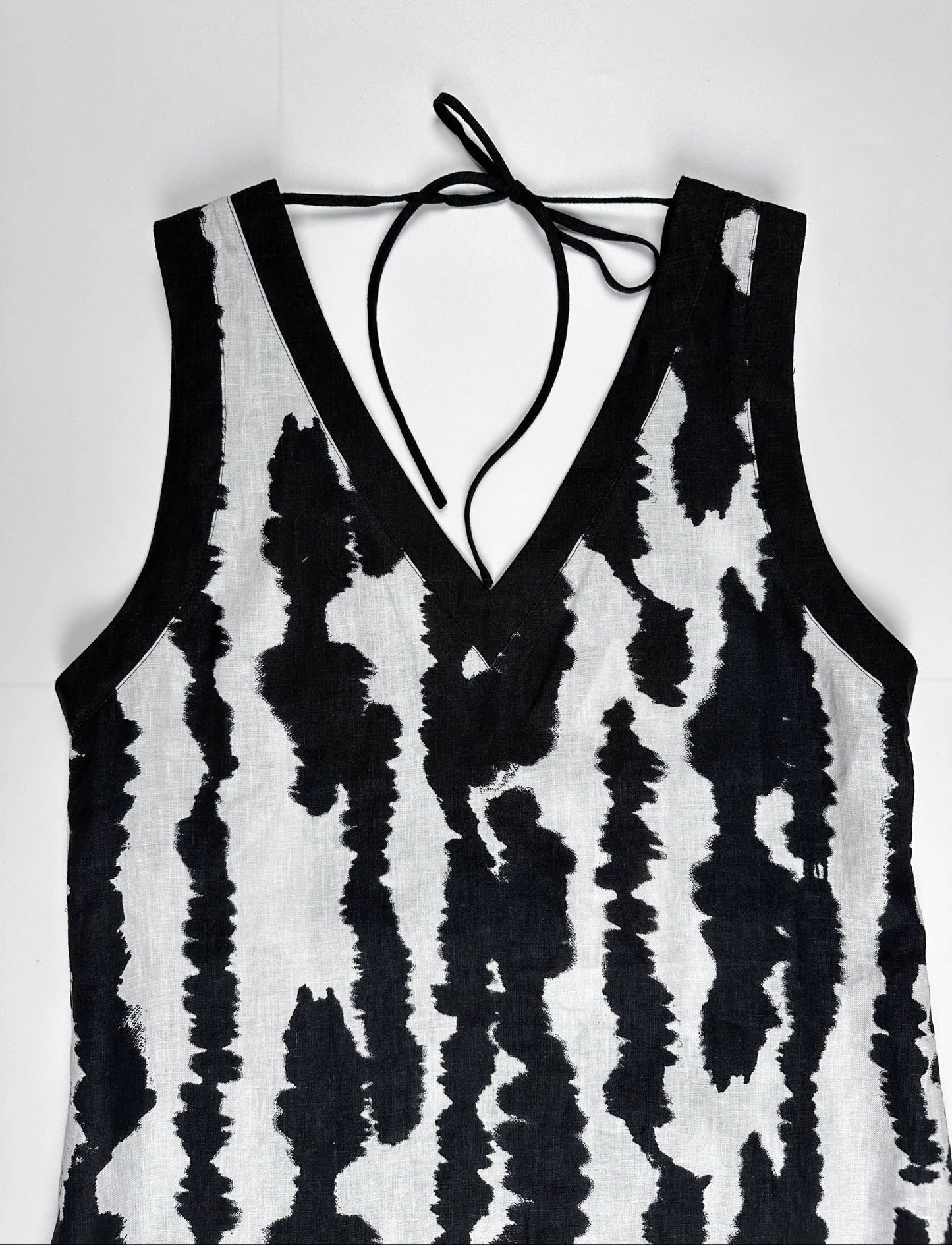 Brush Ink Echo – 100% Linen Reversible Mini Dress