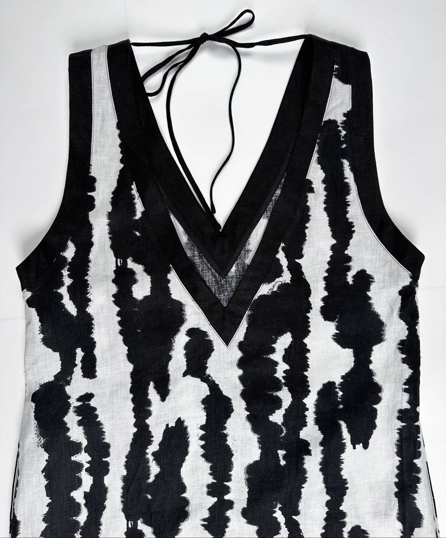 Brush Ink Echo – 100% Linen Reversible Mini Dress