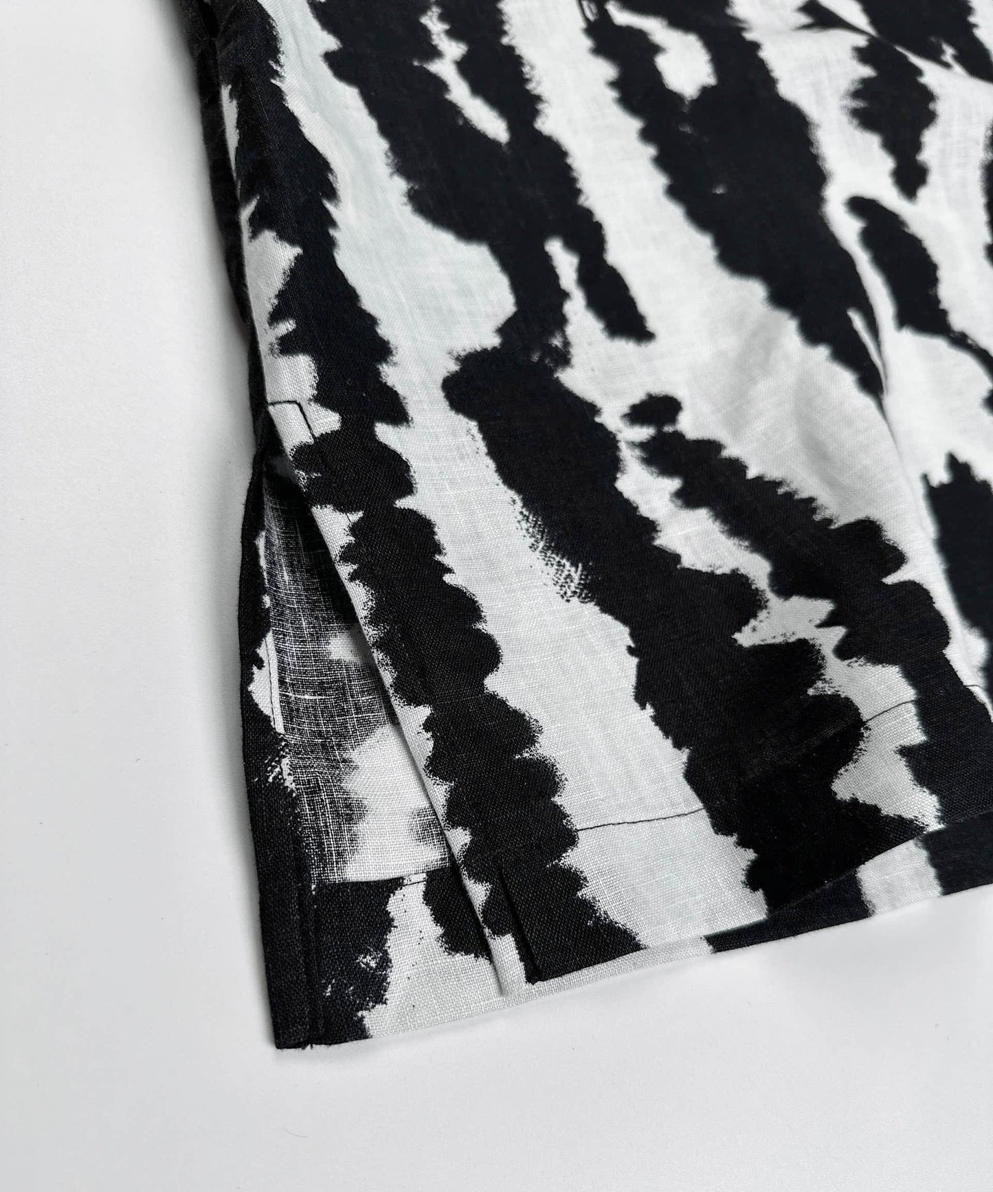 Brush Ink Echo – 100% Linen Reversible Mini Dress