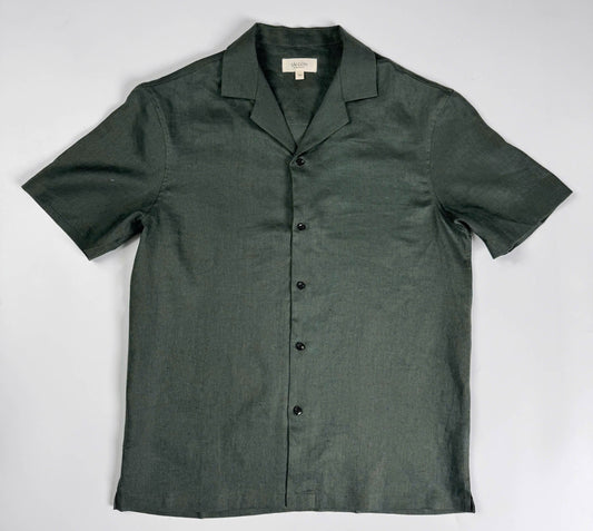 Deep Army - 100% Linen Hawaiian Shirt