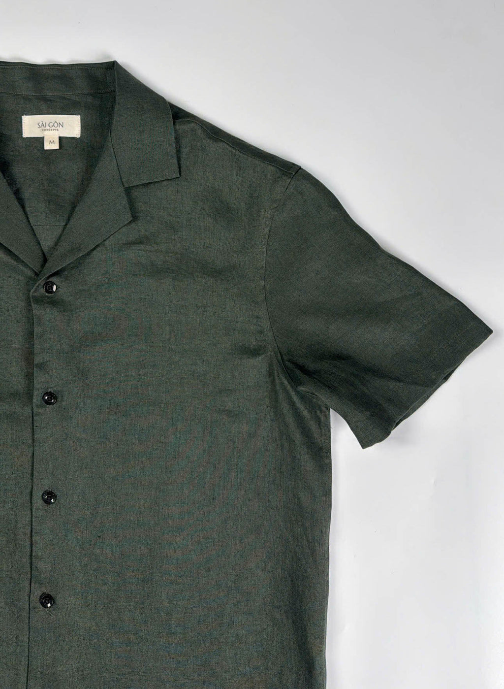 Deep Army - 100% Linen Hawaiian Shirt