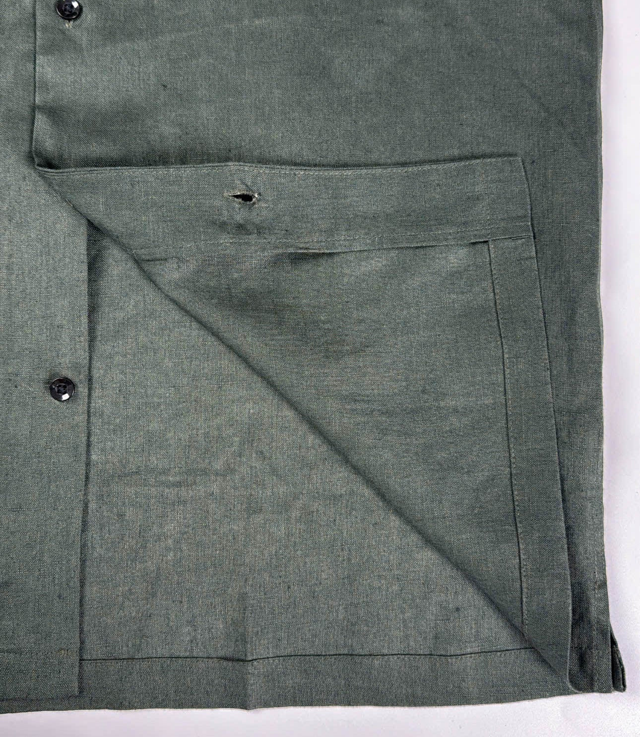 Deep Army - 100% Linen Hawaiian Shirt