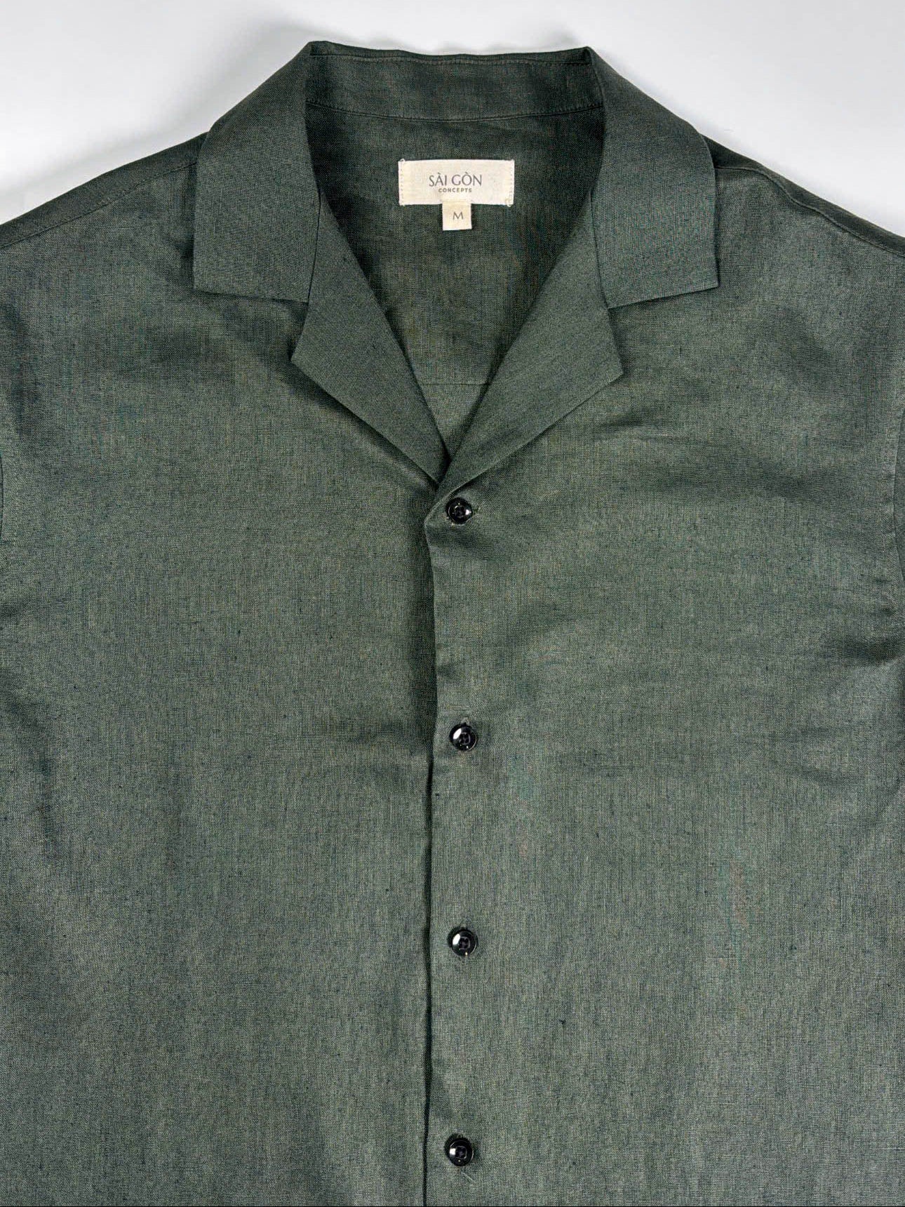 Deep Army - 100% Linen Hawaiian Shirt